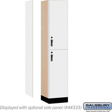 15-inch Wide Premier Wood Locker - Double Tier-1 Wide - 6 Feet High - 18-inch Deep by Salsbury – Arctic White – Black Hasps by Salsbury (view 2)