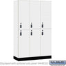 15-inch Wide Premier Wood Locker - Double Tier-3 Wide - 6 Feet High - 18-inch Deep by Salsbury – Arctic White – Black Resettable Combination Locks by Salsbury