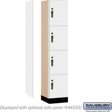 15-inch Wide Premier Wood Locker - Four Tier-1 Wide - 6 Feet High - 18-inch Deep by Salsbury – Arctic White – Black Hasps by Salsbury (view 2)