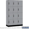 15-inch Wide Premier Wood Locker - Four Tier-3 Wide - 6 Feet High - 18-inch Deep by Salsbury – Winter Fog – Black Hasps by Salsbury