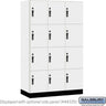 15-inch Wide Premier Wood Locker - Four Tier-3 Wide - 6 Feet High - 21-inch Deep by Salsbury – Arctic White – Black Hasps by Salsbury