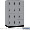 15-inch Wide Premier Wood Locker - Four Tier-3 Wide - 6 Feet High - 24-inch Deep by Salsbury – Winter Fog – Black Hasps by Salsbury