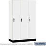 15-inch Wide Premier Wood Locker - Single Tier - 3 Wide - 6 Feet High - 21-inch Deep by Salsbury – Arctic White – Black Hasps by Salsbury