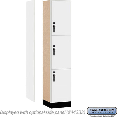 15-inch Wide Premier Wood Locker - Triple Tier-1 Wide - 6 Feet High - 18-inch Deep by Salsbury – Arctic White – Black Hasps by Salsbury (view 2)