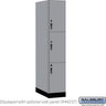 15-inch Wide Premier Wood Locker - Triple Tier-1 Wide - 6 Feet High - 24-inch Deep by Salsbury – Winter Fog – Black Hasps by Salsbury