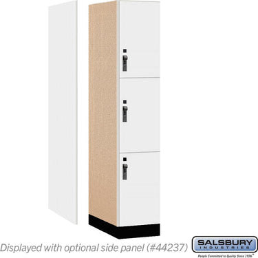 15-inch Wide Premier Wood Locker - Triple Tier-1 Wide - 6 Feet High - 24-inch Deep by Salsbury – Arctic White – Black Hasps by Salsbury (view 2)