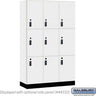 15-inch Wide Premier Wood Locker - Triple Tier-3 Wide - 6 Feet High - 18-inch Deep by Salsbury – Arctic White – Black Resettable Combination Locks by Salsbury