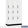 15-inch Wide Premier Wood Locker - Triple Tier-3 Wide - 6 Feet High - 18-inch Deep by Salsbury – Arctic White – Black Hasps by Salsbury