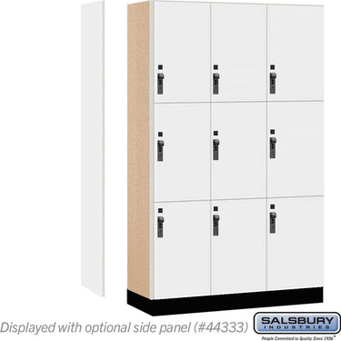 15-inch Wide Premier Wood Locker - Triple Tier-3 Wide - 6 Feet High - 18-inch Deep by Salsbury – Arctic White – Black Hasps by Salsbury (view 2)