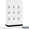 15-inch Wide Premier Wood Locker - Triple Tier-3 Wide - 6 Feet High - 21-inch Deep by Salsbury – Arctic White – Black Resettable Combination Locks by Salsbury