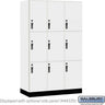 15-inch Wide Premier Wood Locker - Triple Tier-3 Wide - 6 Feet High - 21-inch Deep by Salsbury – Arctic White – Black Hasps by Salsbury