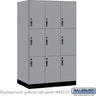 15-inch Wide Premier Wood Locker - Triple Tier-3 Wide - 6 Feet High - 24-inch Deep by Salsbury – Winter Fog – Black Hasps by Salsbury