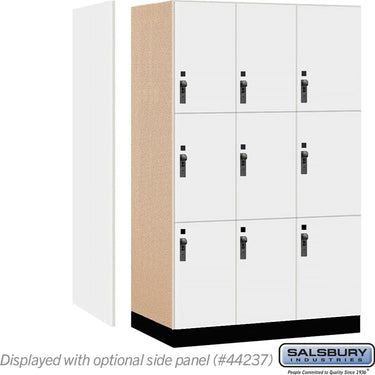 15-inch Wide Premier Wood Locker - Triple Tier-3 Wide - 6 Feet High - 24-inch Deep by Salsbury – Arctic White – Black Hasps by Salsbury (view 2)