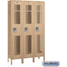 15-inch Wide Single Tier Vented Metal Locker - 3 Wide - 6 Feet High - 15-inch Deep by Salsbury – Tan – Assembled by Salsbury