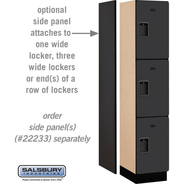 15-inch Wide Triple Tier Designer Wood Locker - 1 Wide - 6 Feet High - 18-inch Deep by Salsbury – Black – Hasps by Salsbury (view 2)