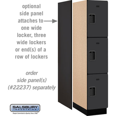 15-inch Wide Triple Tier Designer Wood Locker - 1 Wide - 6 Feet High - 24-inch Deep by Salsbury – Black – Hasps by Salsbury (view 2)