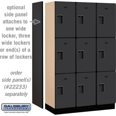 15-inch Wide Triple Tier Designer Wood Locker - 3 Wide - 6 Feet High - 18-inch Deep by Salsbury – Black – Hasps by Salsbury (view 2)