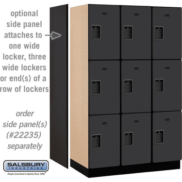 15-inch Wide Triple Tier Designer Wood Locker - 3 Wide - 6 Feet High - 21-inch Deep by Salsbury – Black – Hasps by Salsbury (view 2)