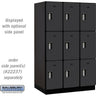 15-inch Wide Triple Tier Designer Wood Locker - 3 Wide - 6 Feet High - 24-inch Deep by Salsbury – Black – Silver Electronic Locks by Salsbury