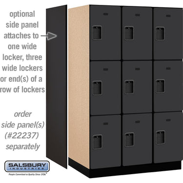 15-inch Wide Triple Tier Designer Wood Locker - 3 Wide - 6 Feet High - 24-inch Deep by Salsbury – Black – Hasps by Salsbury (view 2)