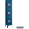 15-inch Wide Triple Tier Vented Metal Locker - 1 Wide - 6 Feet High - 18-inch Deep by Salsbury – Blue – Assembled by Salsbury