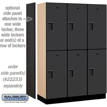 18-inch Wide Double Tier Designer Wood Locker - 3 Wide - 6 Feet High - 18-inch Deep by Salsbury – Black – Hasps by Salsbury (view 2)