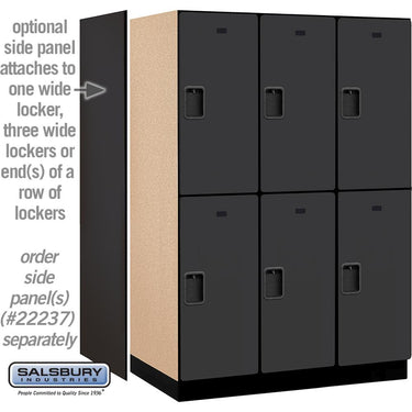 18-inch Wide Double Tier Designer Wood Locker - 3 Wide - 6 Feet High - 24-inch Deep by Salsbury – Black – Hasps by Salsbury (view 2)