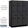 18-inch Wide Double Tier 'S' Style Designer Wood Locker - 3 Wide - 6 Feet High - 21-inch Deep by Salsbury – Black – Hasps by Salsbury