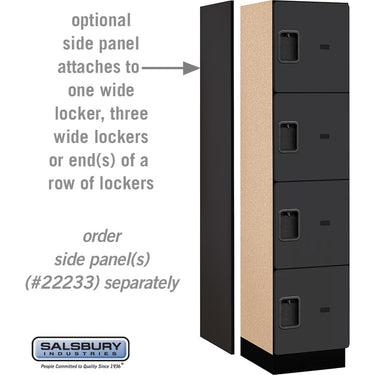 18-inch Wide Four Tier Designer Wood Locker - 1 Wide - 6 Feet High - 18-inch Deep by Salsbury – Black – Hasps by Salsbury (view 2)