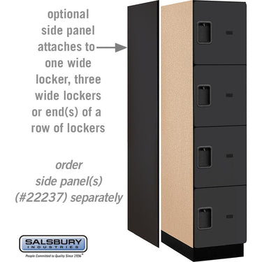 18-inch Wide Four Tier Designer Wood Locker - 1 Wide - 6 Feet High - 24-inch Deep by Salsbury – Black – Hasps by Salsbury (view 2)