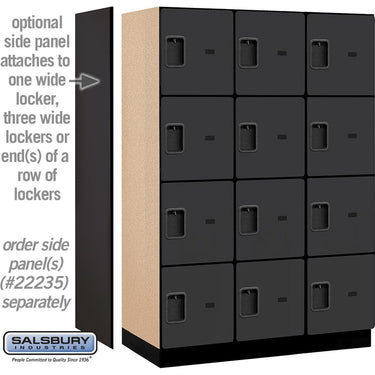 18-inch Wide Four Tier Designer Wood Locker - 3 Wide - 6 Feet High - 21-inch Deep by Salsbury – Black – Hasps by Salsbury (view 2)