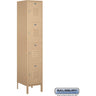 18-inch Wide Four Tier Standard Metal Locker - 1 Wide - 6 Feet High - 18-inch Deep by Salsbury – Tan – Assembled by Salsbury