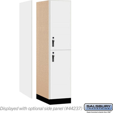 18-inch Wide Premier Wood Locker - Double Tier-1 Wide - 6 Feet High - 24-inch Deep by Salsbury – Arctic White – Black Hasps by Salsbury (view 2)