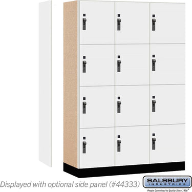 18-inch Wide Premier Wood Locker - Four Tier-3 Wide - 6 Feet High - 18-inch Deep by Salsbury – Arctic White – Black Hasps by Salsbury (view 2)