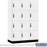 18-inch Wide Premier Wood Locker - Four Tier-3 Wide - 6 Feet High - 21-inch Deep by Salsbury – Arctic White – Black Hasps by Salsbury