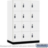 18-inch Wide Premier Wood Locker - Four Tier-3 Wide - 6 Feet High - 24-inch Deep by Salsbury – Arctic White – Black Resettable Combination Locks by Salsbury
