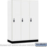 18-inch Wide Premier Wood Locker - Single Tier - 3 Wide - 6 Feet High - 21-inch Deep by Salsbury – Arctic White – Black Resettable Combination Locks by Salsbury