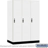 18-inch Wide Premier Wood Locker - Single Tier - 3 Wide - 6 Feet High - 24-inch Deep by Salsbury – Arctic White – Black Hasps by Salsbury