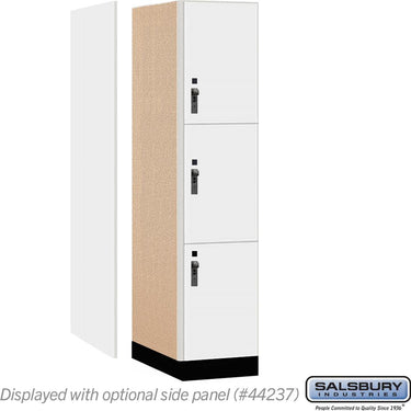 18-inch Wide Premier Wood Locker - Triple Tier-1 Wide - 6 Feet High - 24-inch Deep by Salsbury – Arctic White – Black Hasps by Salsbury (view 2)
