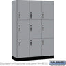 18-inch Wide Premier Wood Locker - Triple Tier-3 Wide - 6 Feet High - 18-inch Deep by Salsbury – Winter Fog – Black Hasps by Salsbury