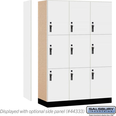 18-inch Wide Premier Wood Locker - Triple Tier-3 Wide - 6 Feet High - 18-inch Deep by Salsbury – Arctic White – Black Hasps by Salsbury (view 2)