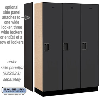 18-inch Wide Single Tier Designer Wood Locker - 3 Wide - 6 Feet High - 18-inch Deep by Salsbury – Black – Hasps by Salsbury (view 2)