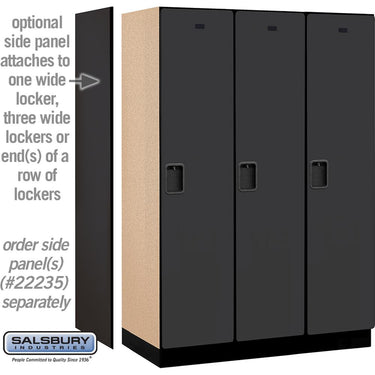 18-inch Wide Single Tier Designer Wood Locker - 3 Wide - 6 Feet High - 21-inch Deep by Salsbury – Black – Hasps by Salsbury (view 2)