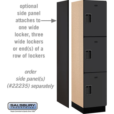 18-inch Wide Triple Tier Designer Wood Locker - 1 Wide - 6 Feet High - 21-inch Deep by Salsbury – Black – Hasps by Salsbury (view 2)