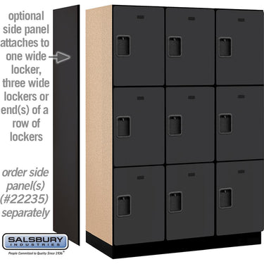 18-inch Wide Triple Tier Designer Wood Locker - 3 Wide - 6 Feet High - 21-inch Deep by Salsbury – Black – Hasps by Salsbury (view 2)
