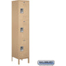 18-inch Wide Triple Tier Standard Metal Locker - 1 Wide - 6 Feet High - 18-inch Deep by Salsbury – Tan – Assembled by Salsbury