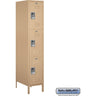 18-inch Wide Triple Tier Standard Metal Locker - 1 Wide - 6 Feet High - 21-inch Deep by Salsbury – Tan – Assembled by Salsbury