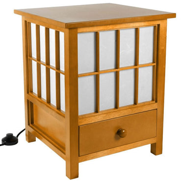 19" Hokkaido Lamp with Drawer - Natural, Honey, Rosewood or Black by East-West Furnishings