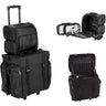 2-In-1 All Black Nylon Soft Sided Professional Rolling Makeup Hairstylist Travel Case With Drawers And Side Pockets For Curly Or Flat Iron by TruCase