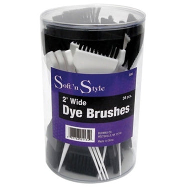 2" Wide Dye Brush Display / 36 Pieces - Black and White by Soft n Style